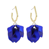 Petunia Gold Hoop with Bright Blue Petal Shaped Dangles